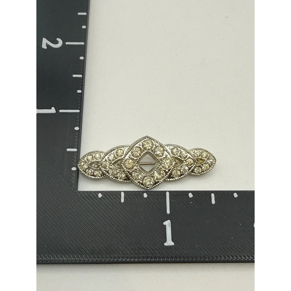 Vintage Bar‎ Brooch Lot of Four Goody Pat Pending Clear Rhinestone READ